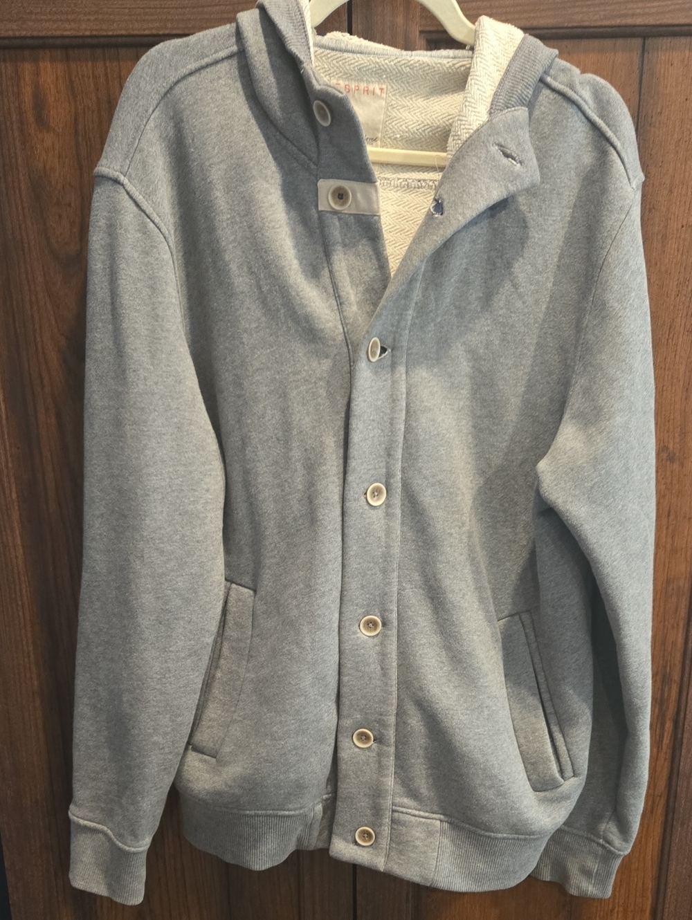 Esprit Light Gray Hooded Bomber Jacket